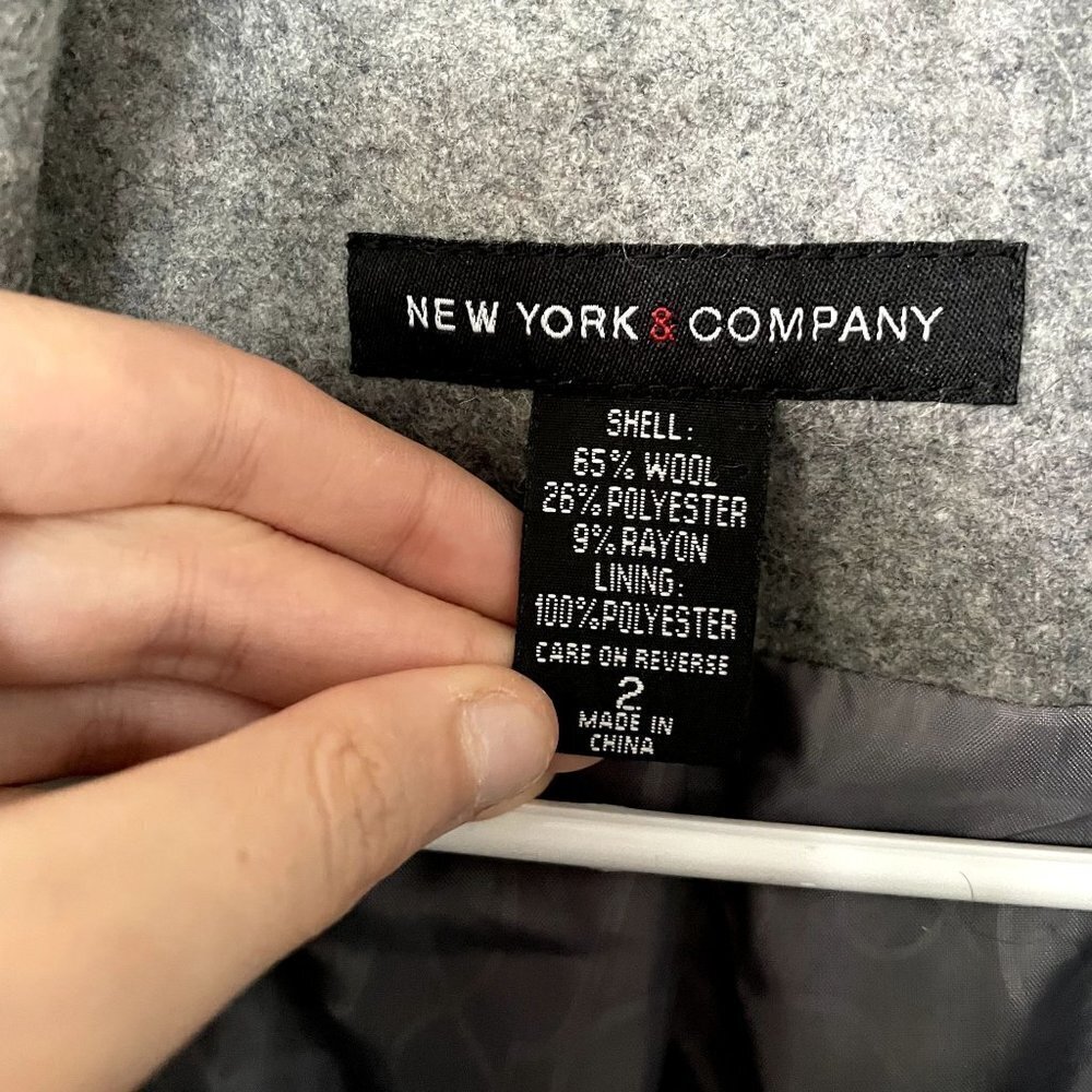 New York & Co gray peacoat comfortable warm winter fall style pockets double - Picture 3 of 7